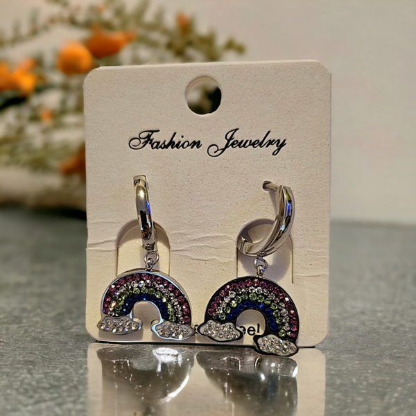Boucle Arc en Ciel Strass acier inoxydable