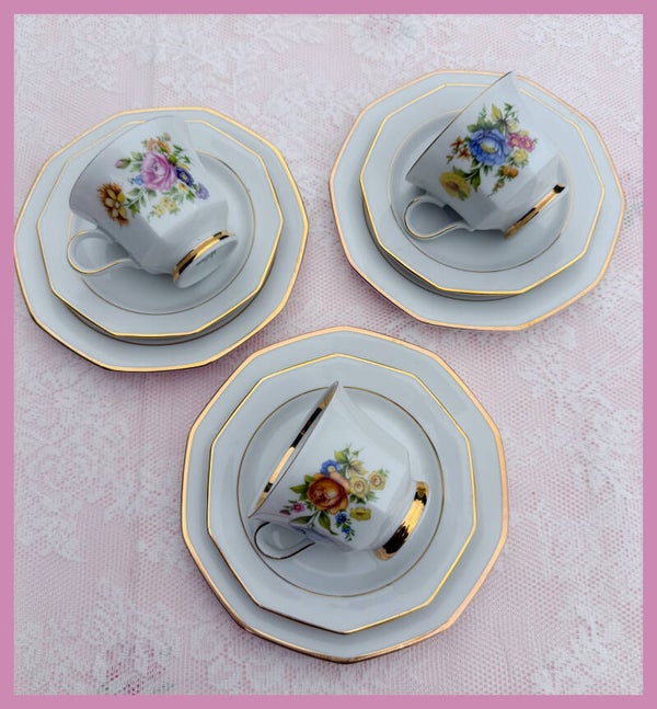 Brocante kop en schotel kopjes high tea servies Winterling