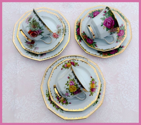 Brocante kopjes kop en schotel high tea servies Winterling