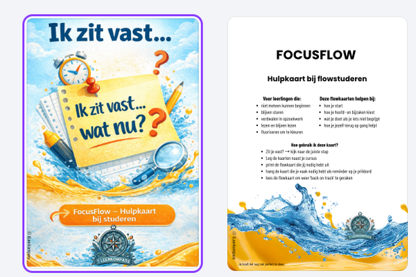 🧭 FocusFlow “Ik zit vast… wat nu?”  Hulpkaarten bij studeren en zelfstandig werken