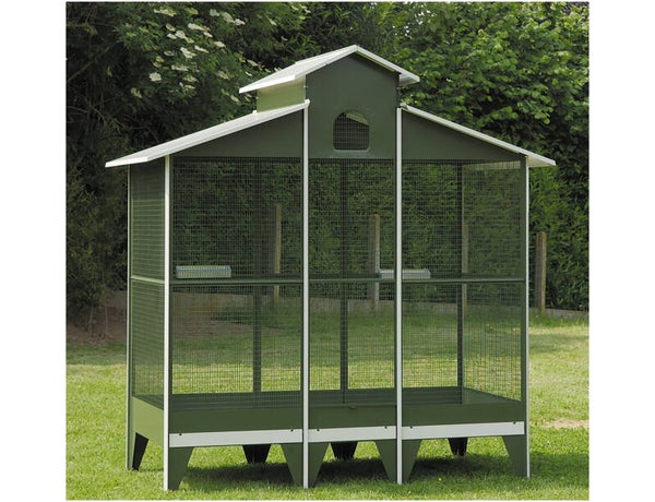 Volière nr 17 vert toit blanc 217x110x227cm A-B-C