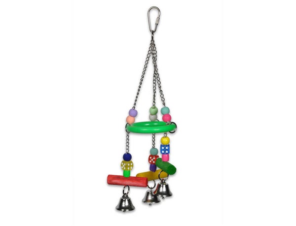 Jouet oiseau anneau et dés multicolore 30cm Vadigran