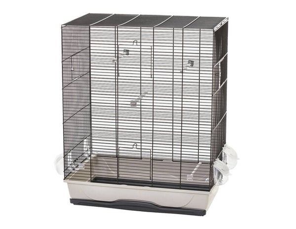 Cage petit oiseau Ambra noir/sable 56,5x36,5x74cm