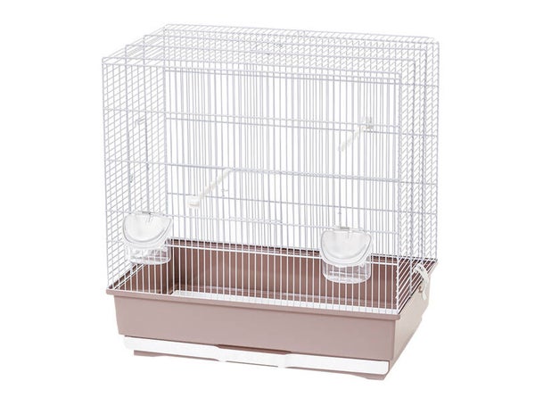 Cage petit oiseau Katia blanc/rose 40x27x48cm