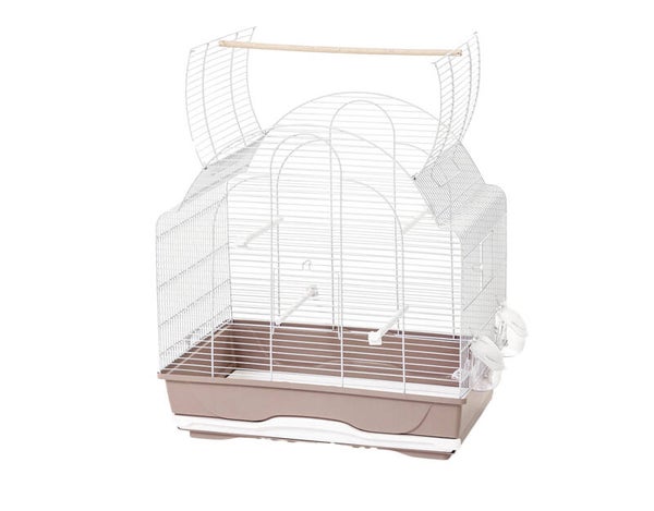 Cage toit ouvrant Daisy blanc/rose 57x37x71cm