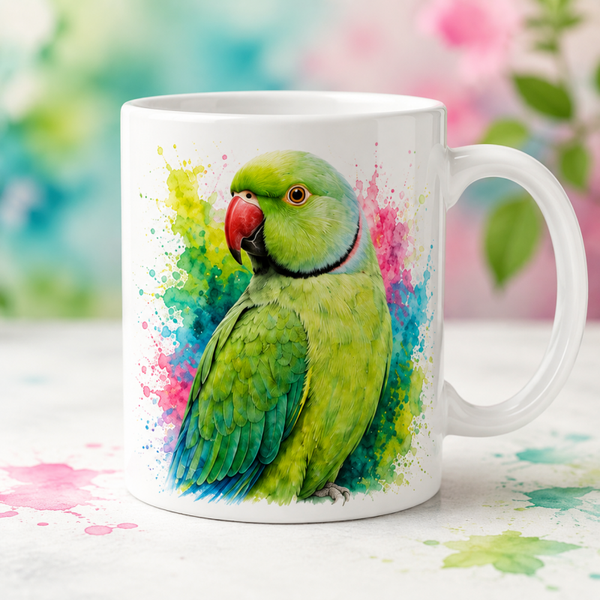 Mug ; Perruche à collier verte