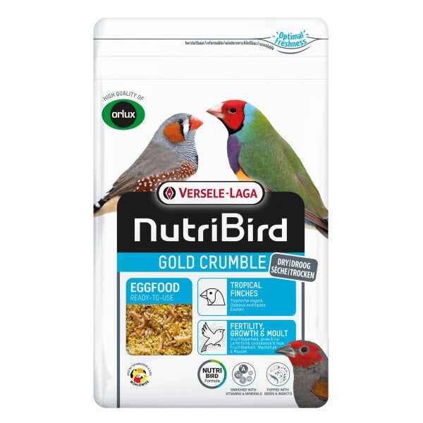 Gold Crumble Oiseaux exotiques 1kg - Pâtée sèche avec insectes - NutriBird