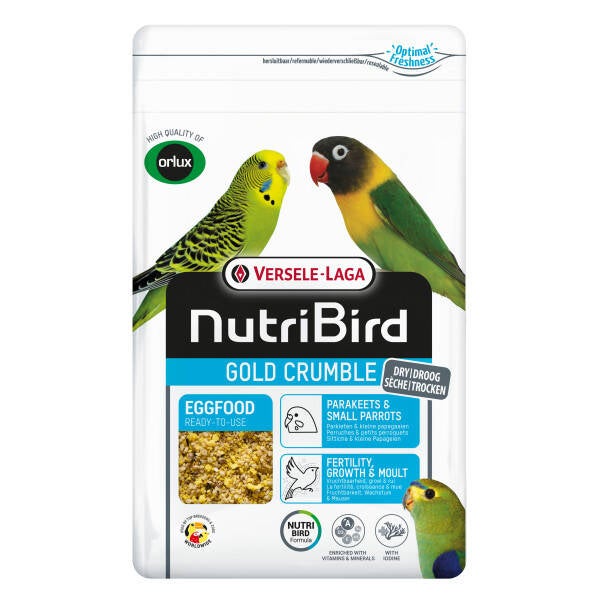 Gold Crumble Perruches et Petits Perroquets 1kg - Pâtée Sèche - NutriBird