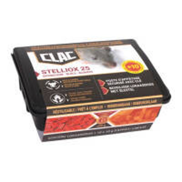 Stelliox 25 Station - Boîte d'appâts pour rats avec 100g d'appât - Clac
