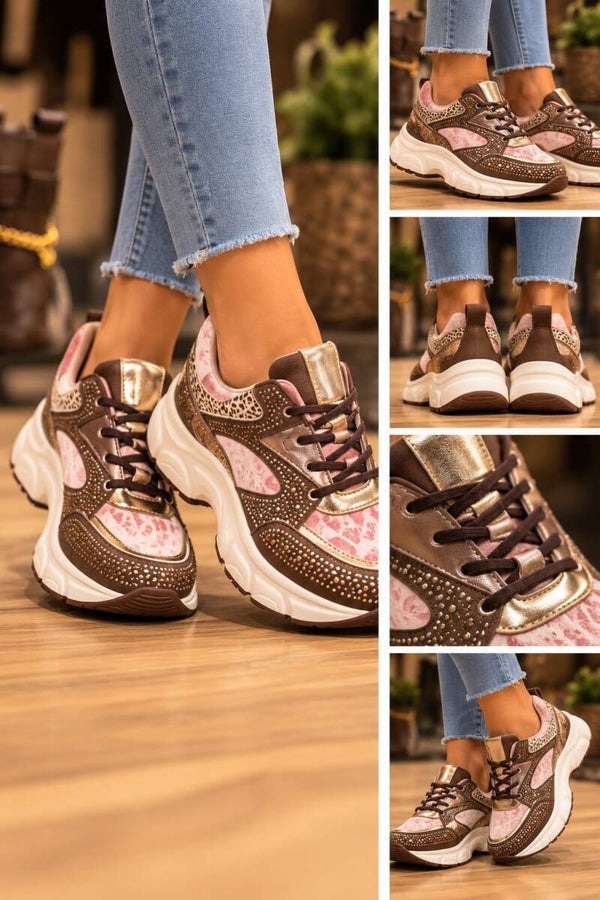 Glamour Chic Sneakers – Pink & Gold