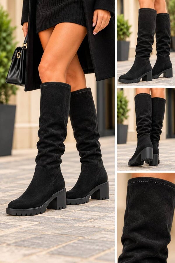 Elegant Suède Look Laars – Black Edition
