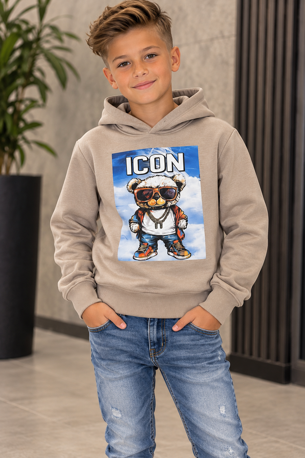 Icon hoodie beige