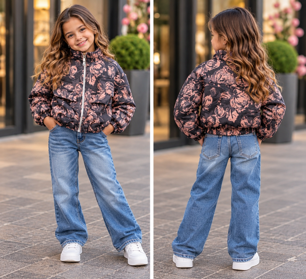🌸 Rose Bloom Bomberjack – Meisjes