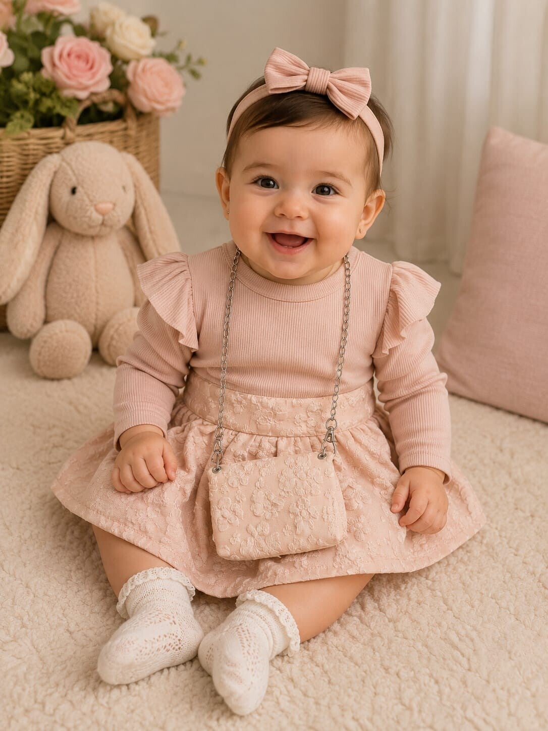 Baby jurkje roze met tasje