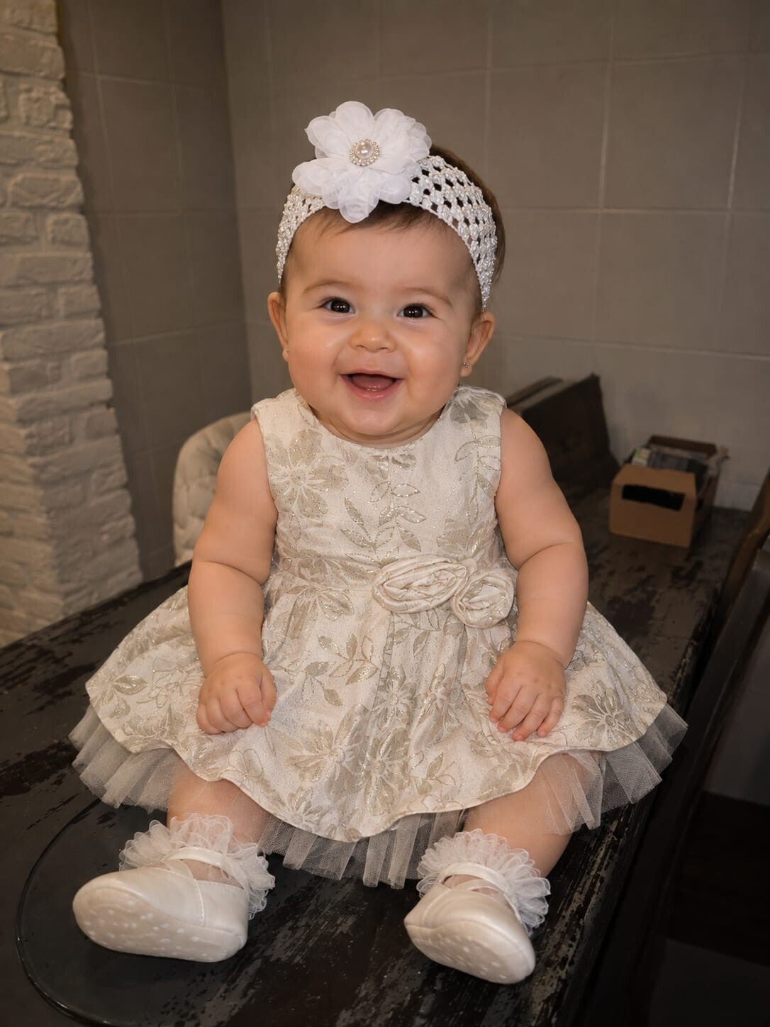 Baby jurkje crème/goud