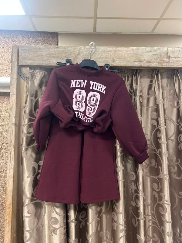 Meisjes pak New York bordeaux roze