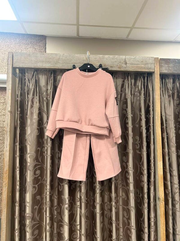 Meisjes pak roze met mauwlogo