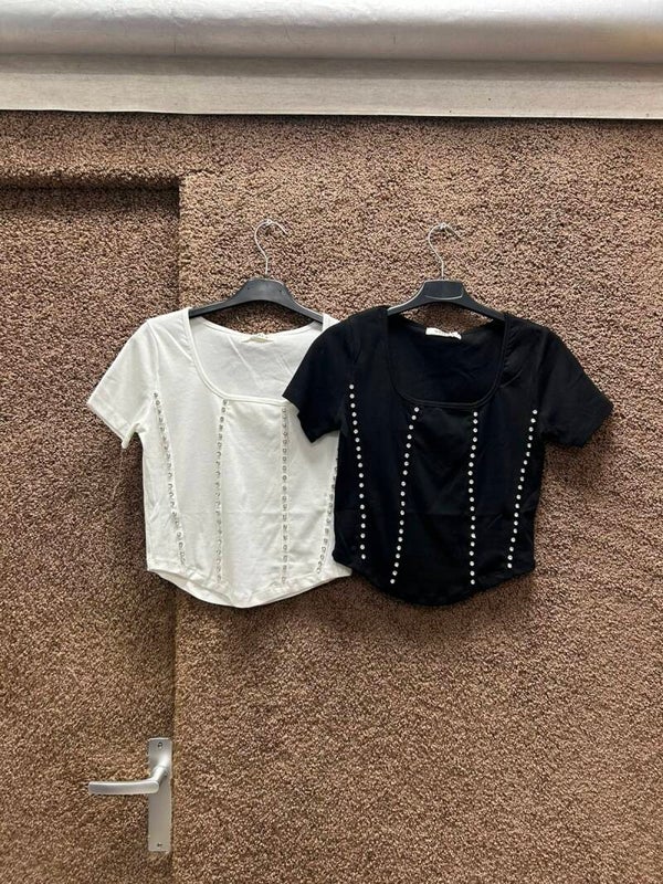 Top met diamanten One Size (meerdere kleuren)