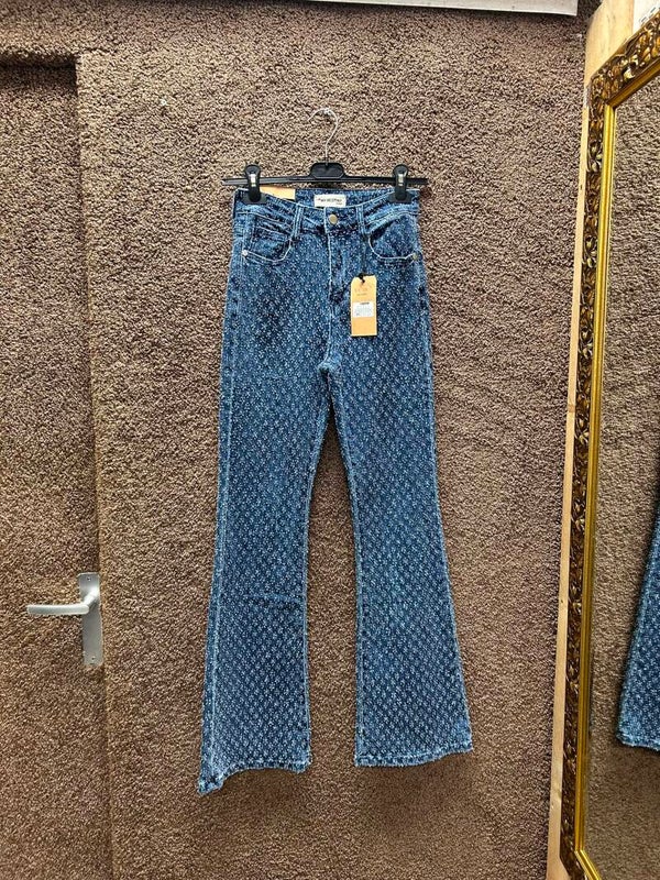 Spijkerbroek blauw dotted