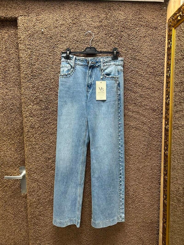 Spijkerbroek blauw met steentjes