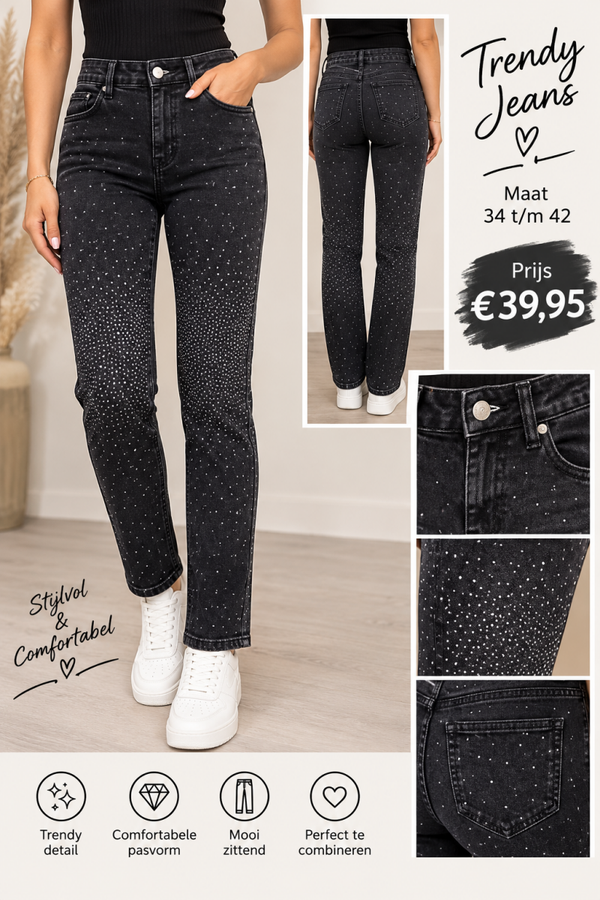 Trendy Jeans met Strass Details 🖤✨