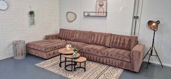 Luxe ribstof hoekbank 370x170