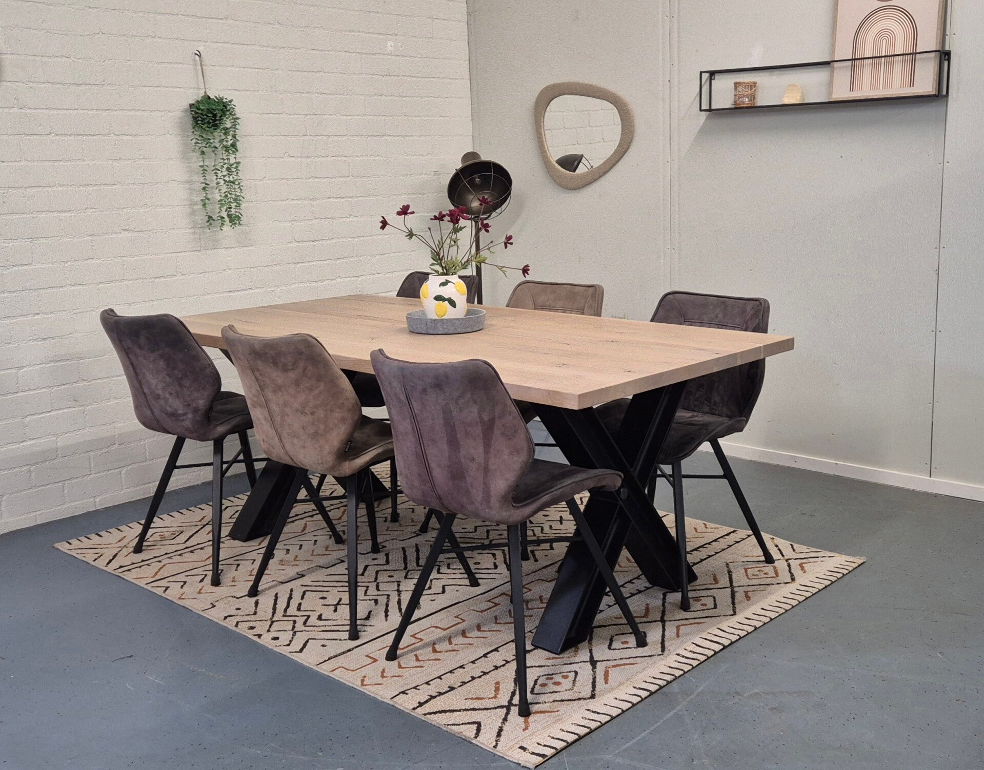 Bodilson massief eikenhout eettafel || 200x100 || X poten