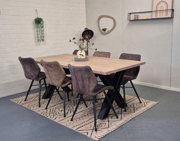 Bodilson massief eikenhout eettafel || 200x100 || X poten