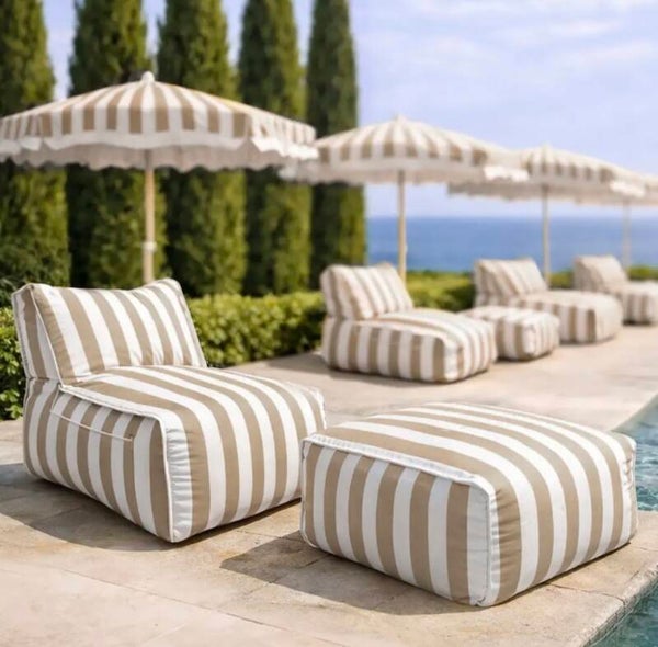 Nieuwe buiten fauteuils met streep motief