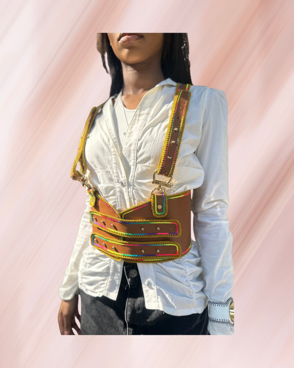 BRETELLES CORSET MARRON RAINBOW