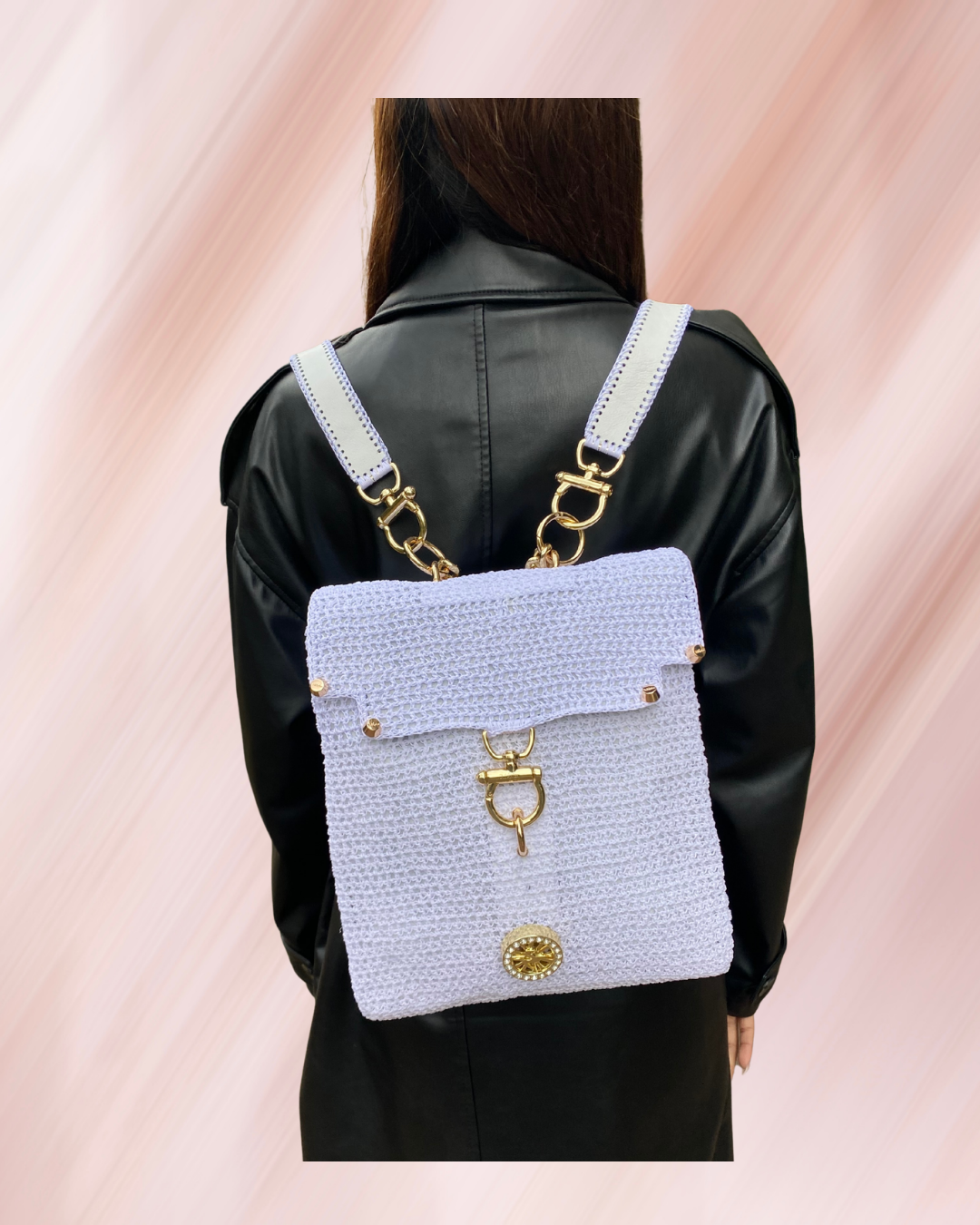 SAC A DOS FULL CROCHET BLANC