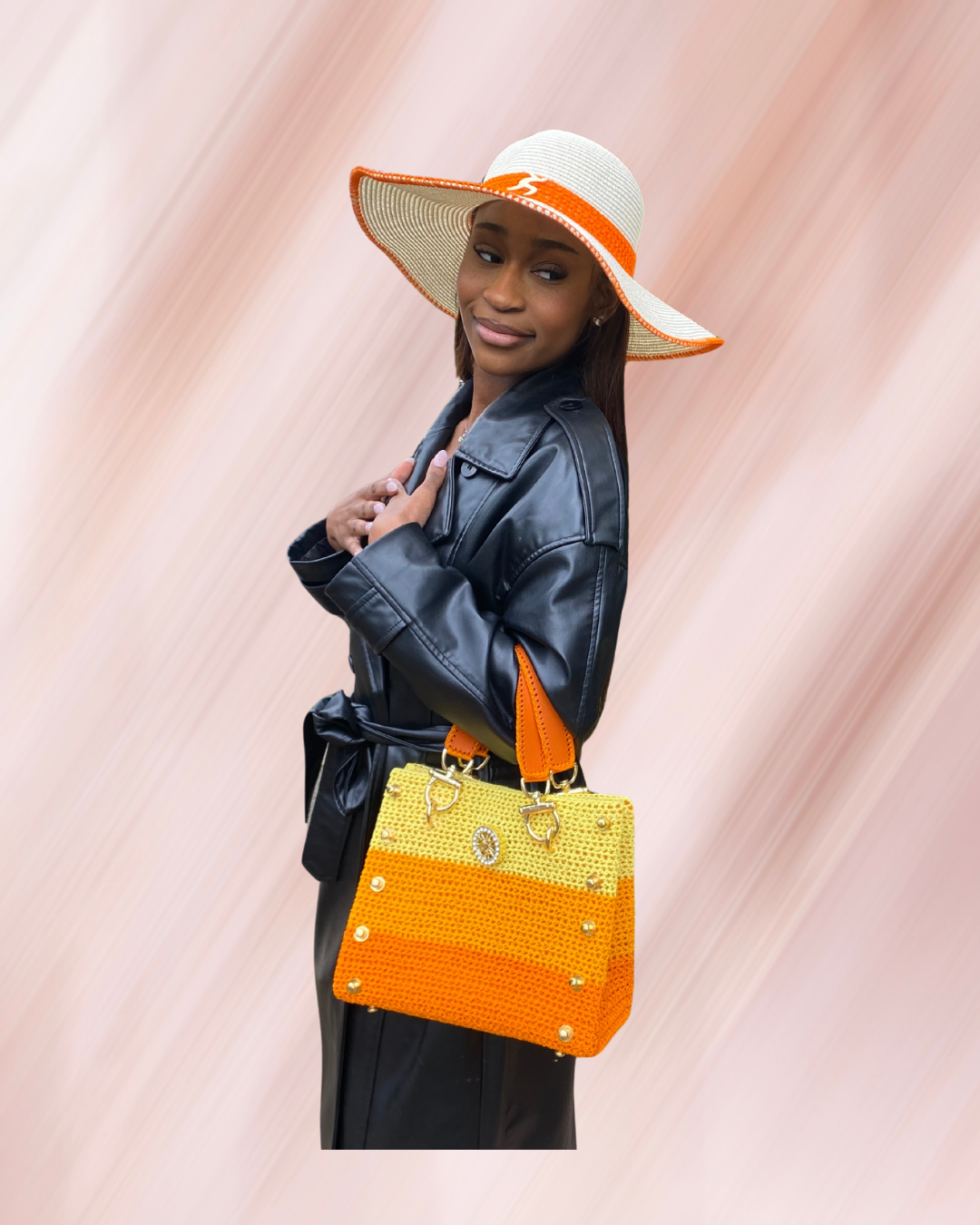 SAC NINI FULL CROCHET DUO D'ORANGE & JAUNE