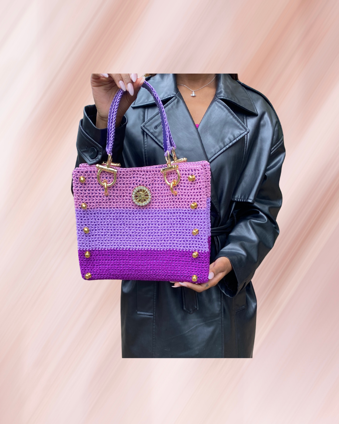SAC NINI FULL CROCHET TRIO DE MAUVE