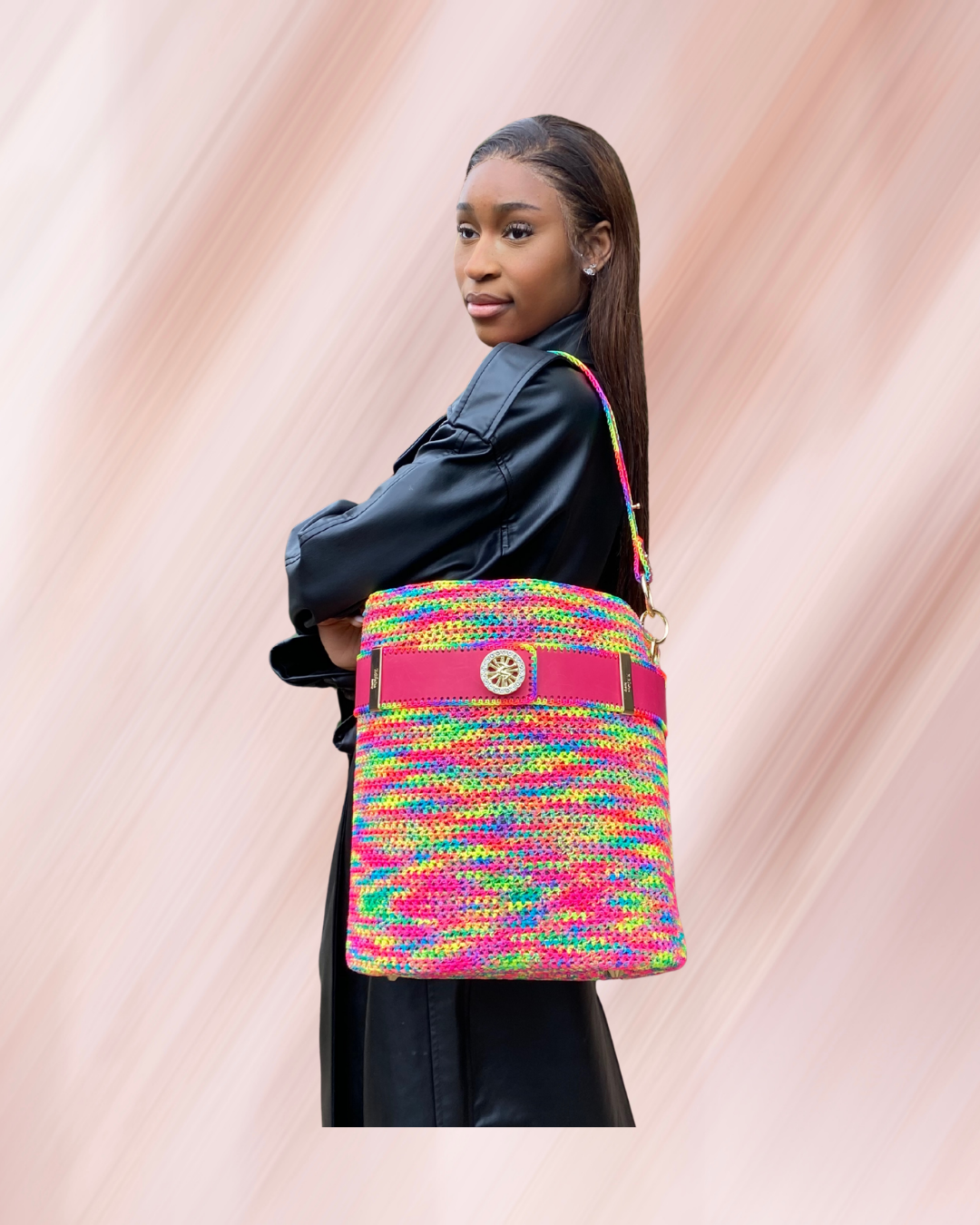 SAC SEAU GENA XL FULL CROCHET RAINBOW