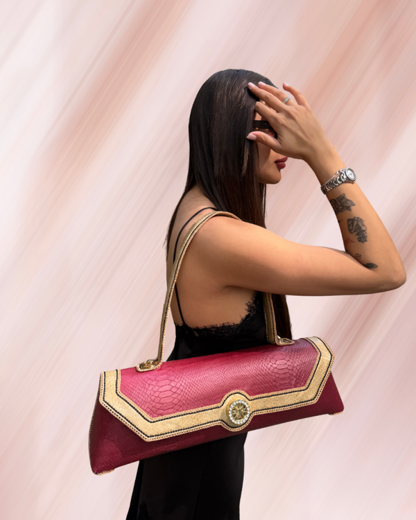 SAC AYEHA LONGO XXL BORDEAUX/OR