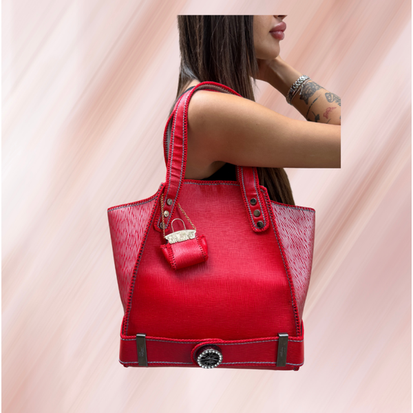 SAC CABAS GENA MAHOL DUO DE ROUGE XL