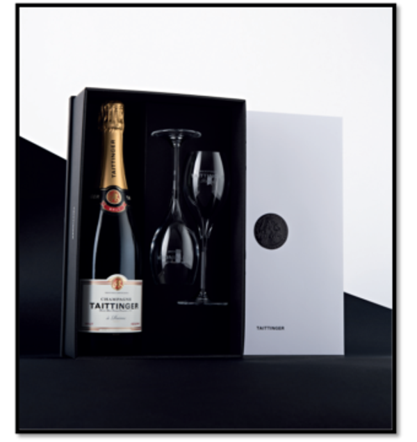 Taittinger Brut + 2 glazen in koffer
