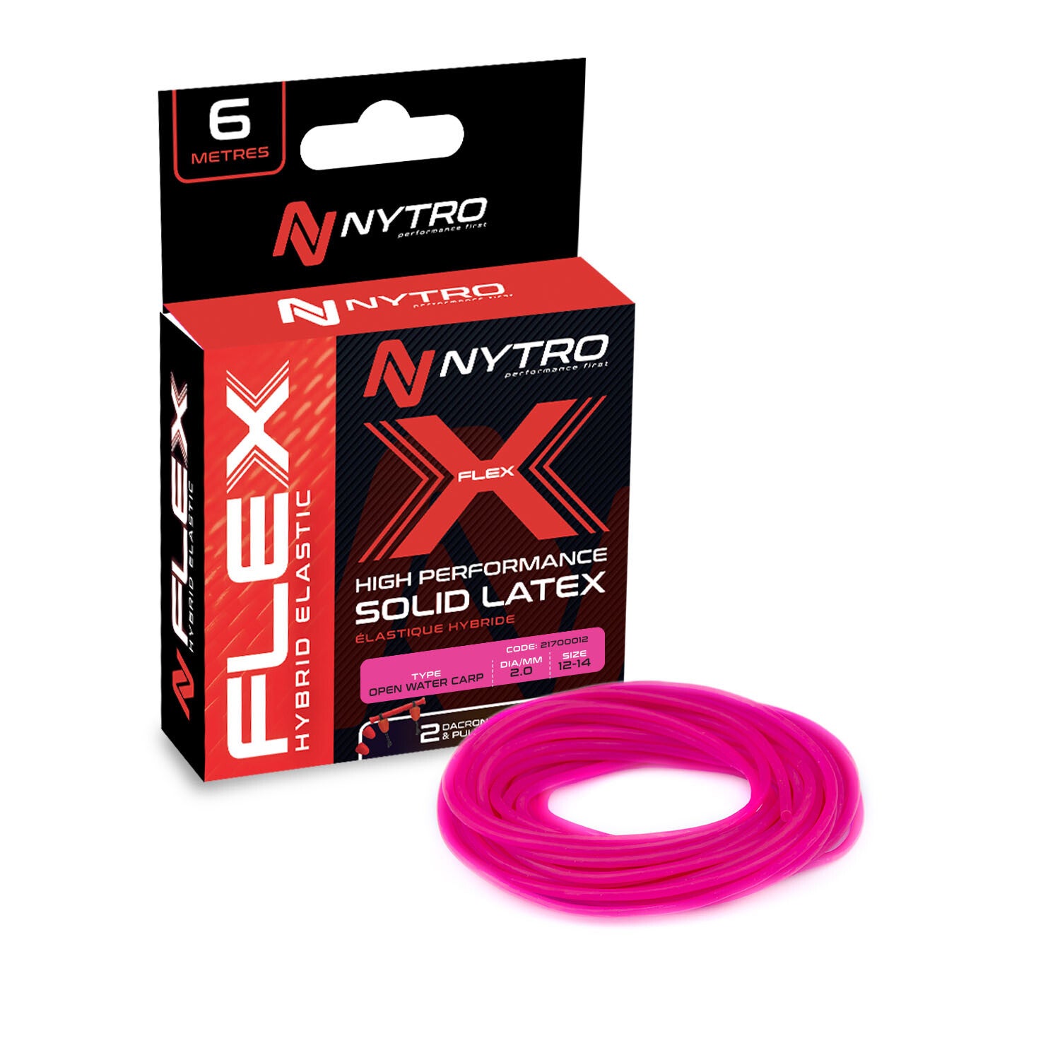 NYTRO FLEX ELASTIEK 2,0 mm – felroze – Open Water Karper
