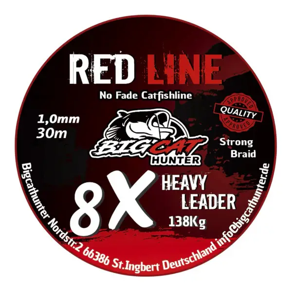 Big Cat Hunter Red Line Heavy Leader 1.0mm Slaglijn 30m