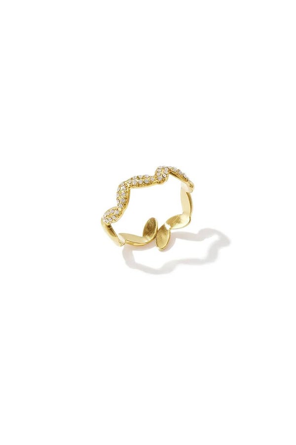 Wavy ring met steentjes
