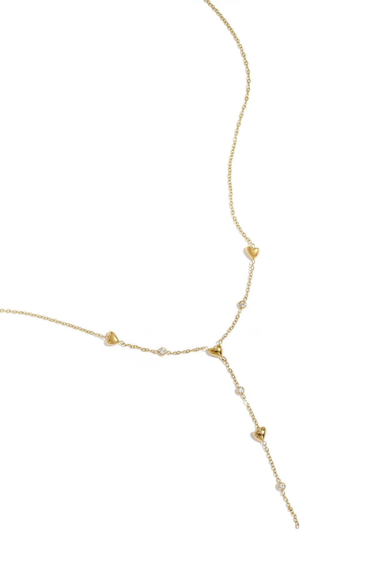 Y vormige ketting met gevulde hartjes