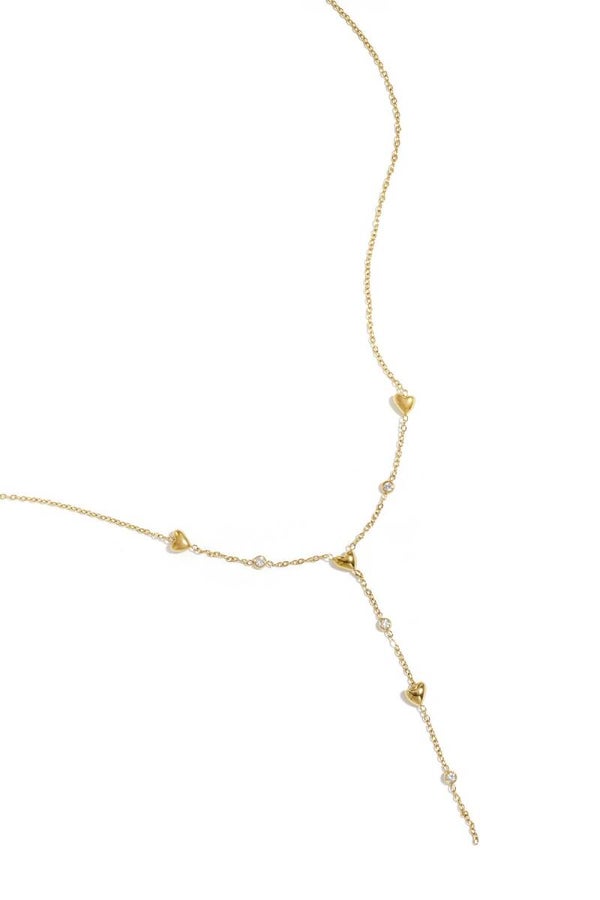 Y vormige ketting met gevulde hartjes