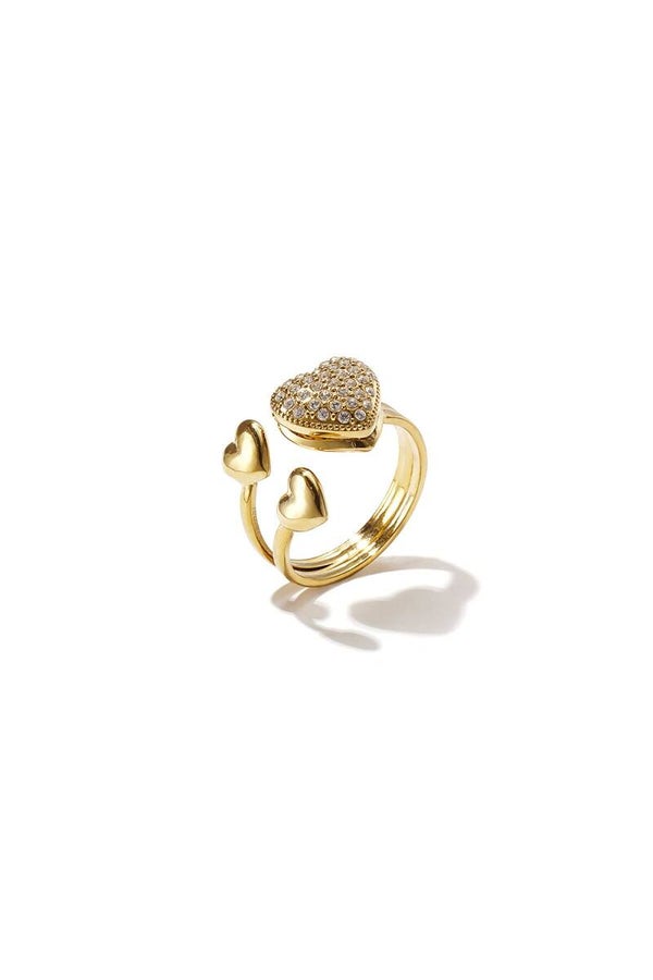 Triple love ring steentjes