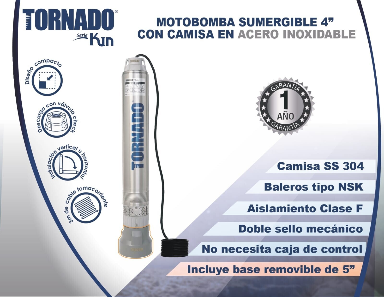 BOMBA SUMERGIBLE TIPO BALA 1 HP