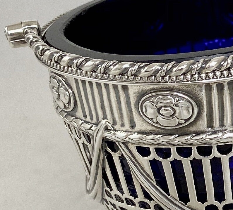 Sugar Basket George III London, 1776, Sterling Silver And Blue Crystal