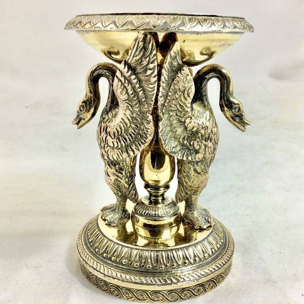 Empire salt stand, Portugal, Early XXIth century, sterling silver and vermeil,