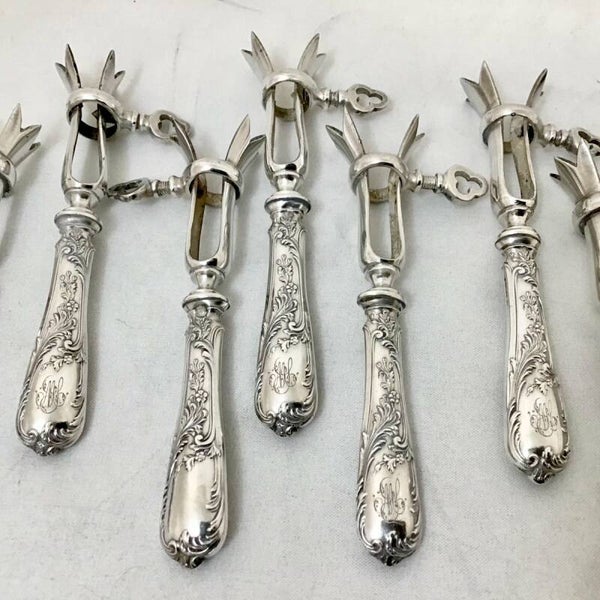 Series of silver lamb chop handles, Paris, Ravinet Denfert, circa 1890 -1910