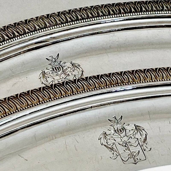 On Hold Two large empire meat dishes, Rothschild arms, G. A. Bompart, Paris 1817-19, sterling silver