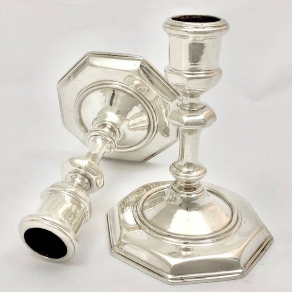 George I style candlesticks, London 1967, Roberts & Doré, sterling silver