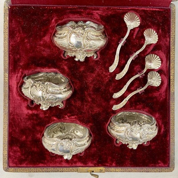4 Louis XV salt cellars, Ravinet D'Enfert, Paris, 1890-1910, plain silver